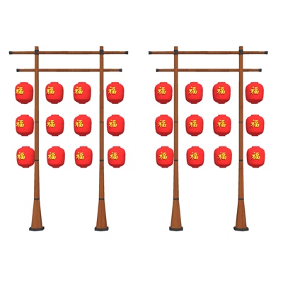  新中式灯笼su模型 