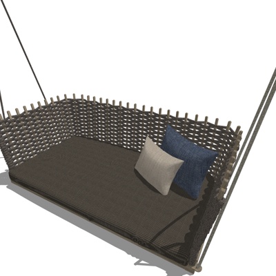  现代藤编吊椅su模型 