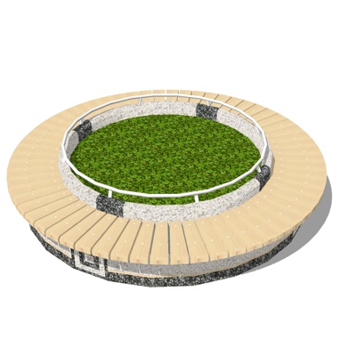  现代花坛公用椅su模型 