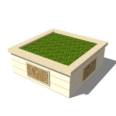  现代绿植花坛su模型 