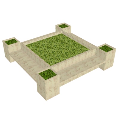  现代花坛公用椅su模型 