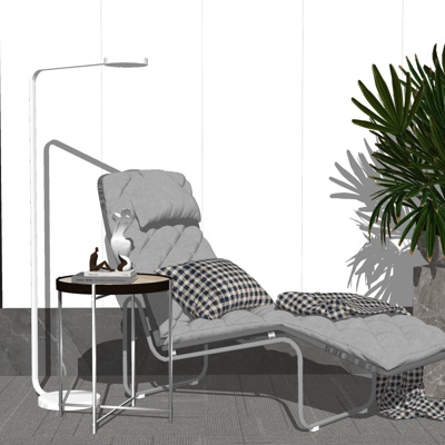  现代布艺躺椅su模型 