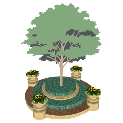  现代花坛su模型 