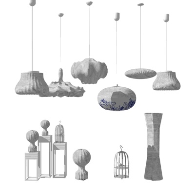  现代云朵装饰灯su模型 