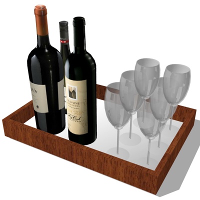  现代红酒酒杯su模型 