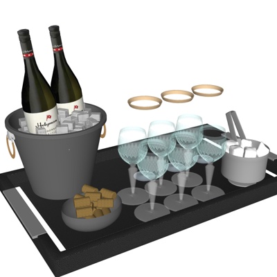  现代红酒酒杯su模型 