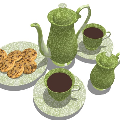  现代咖啡饼干su模型 