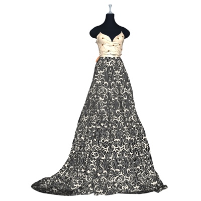  现代绣花礼服长裙su模型 