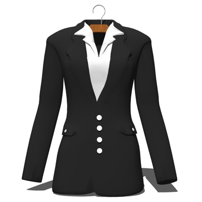  现代黑色西装su模型 