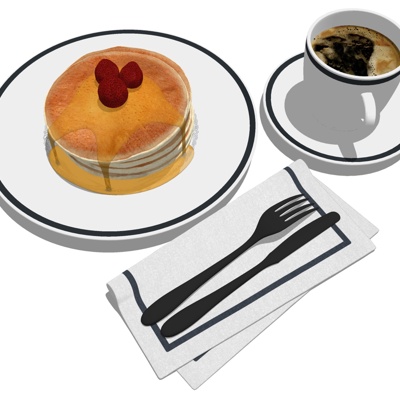  现代碗碟餐具su模型 