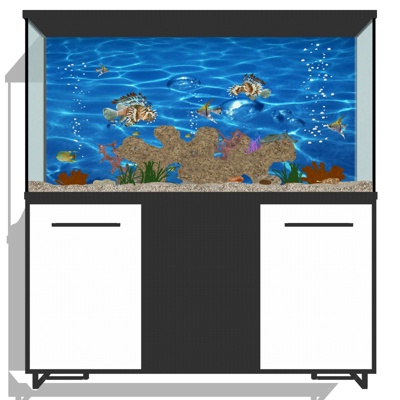  现代玻璃鱼缸su模型 