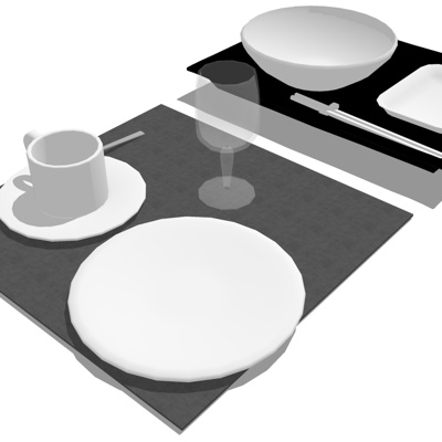  现代餐具su模型 