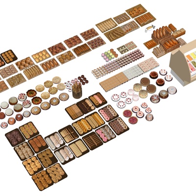  现代面包蛋糕su模型 