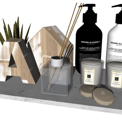  现代香薰沐浴露su模型 