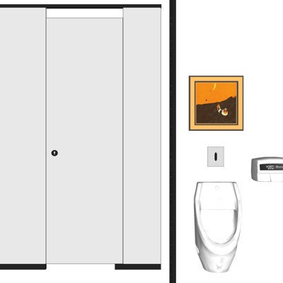  现代小便器su模型 