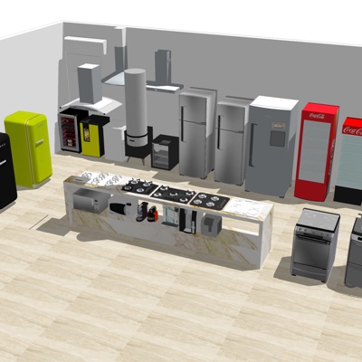 现代双开门冰箱免费su模型