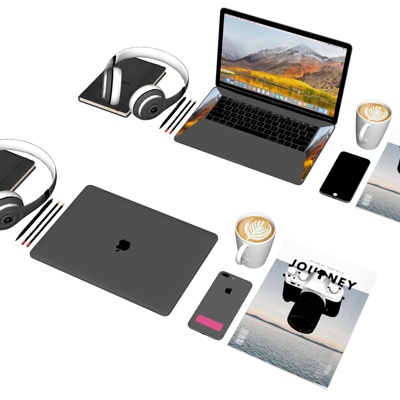  现代苹果笔记本电脑su模型 