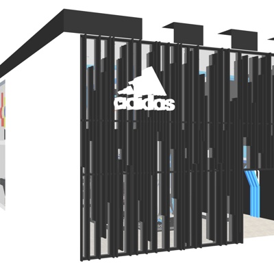  现代阿迪达斯服装专卖店su模型 
