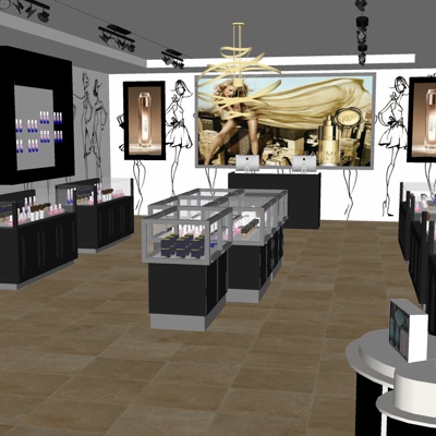  现代化妆品专卖店su模型 