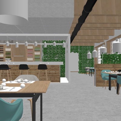  现代西餐厅su模型 