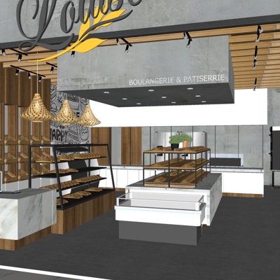  现代面包店su模型 