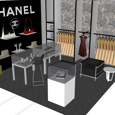  现代香奈儿服装专卖店su模型 