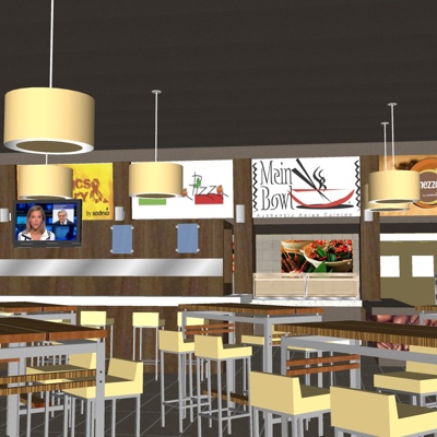  现代快餐店su模型 