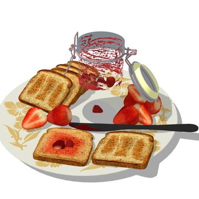  现代面包食物su模型 