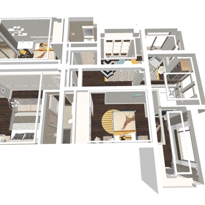  现代整装公寓su模型 