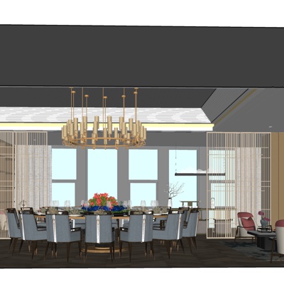  现代酒店包房su模型 