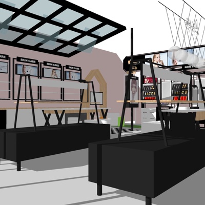  现代化妆品专卖店su模型 