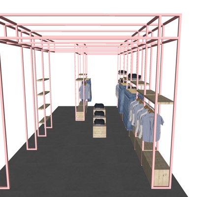  现代服装店晾衣架su模型 