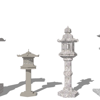  中式庭院石灯su模型 