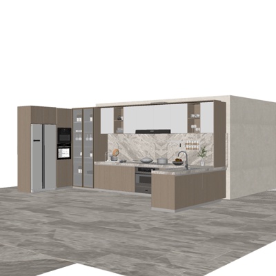  现代厨房橱柜su模型 