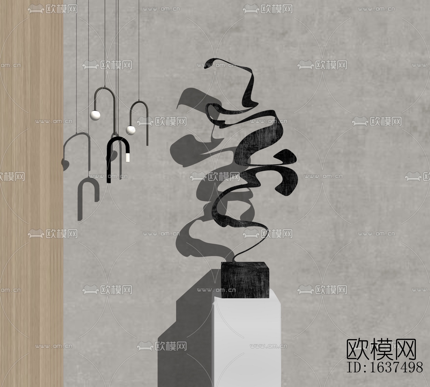 现代抽象雕塑摆件免费su模型下载