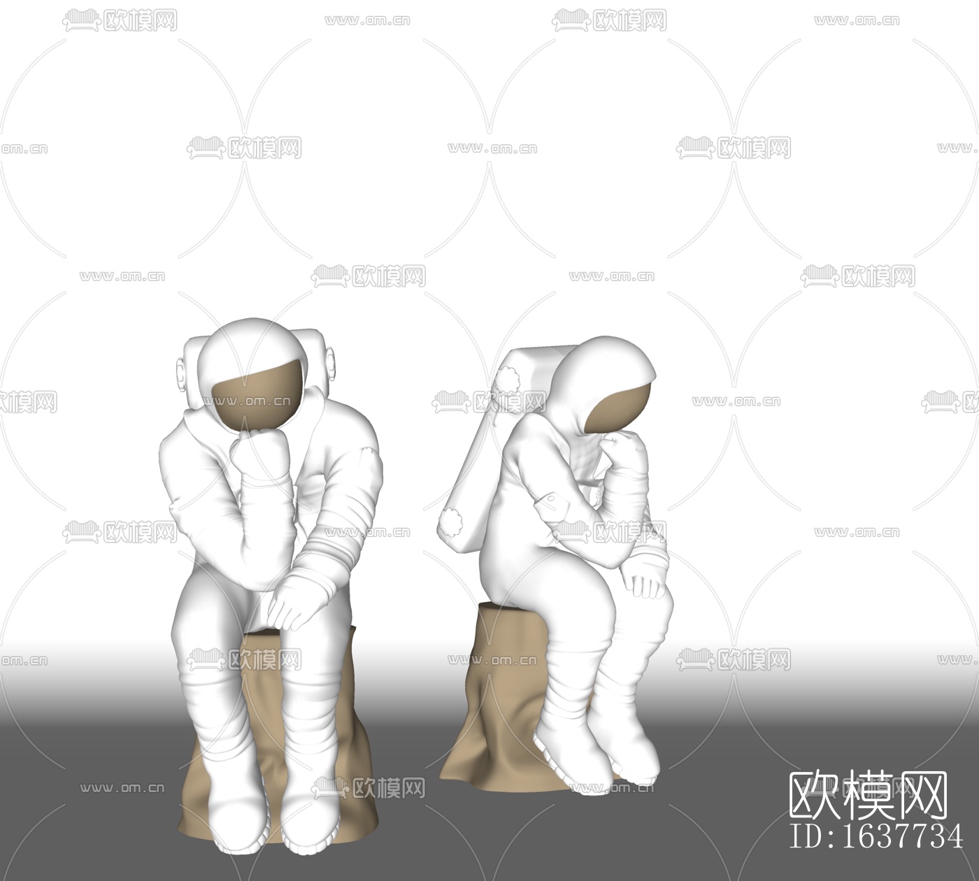 现代太空人雕塑摆件免费su模型下载