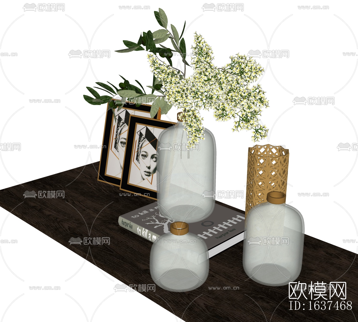 现代绿植花瓶摆件免费su模型下载