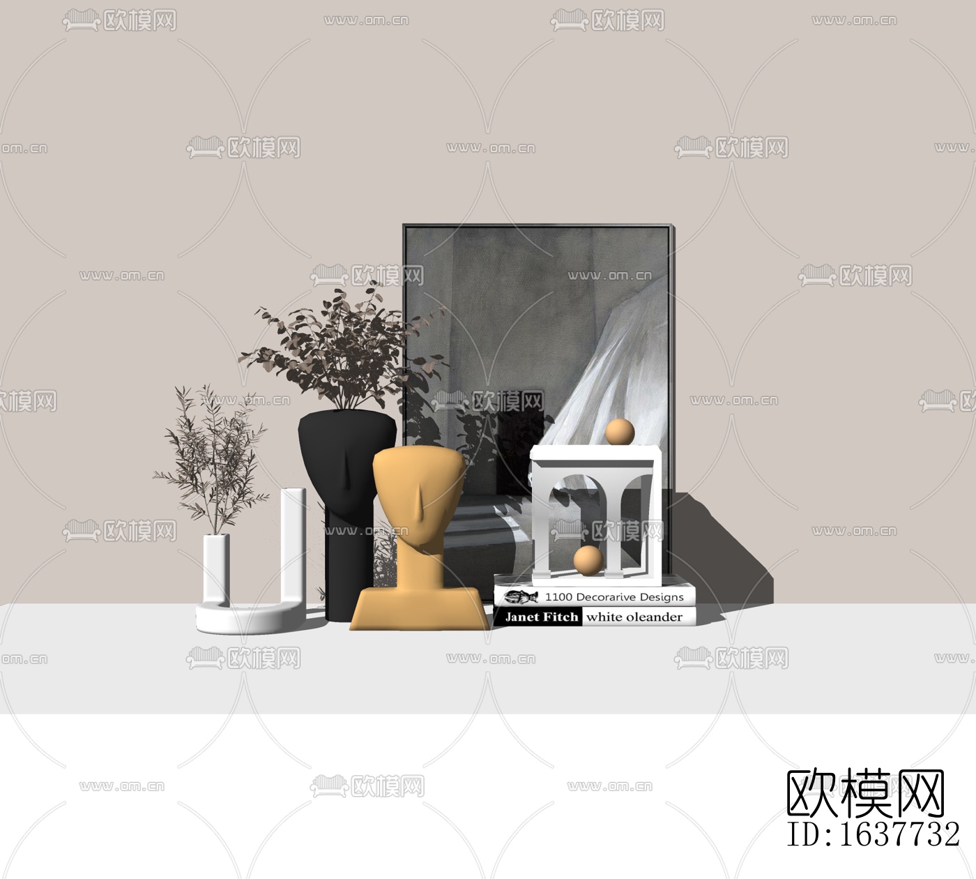 现代干支花瓶摆件免费su模型下载