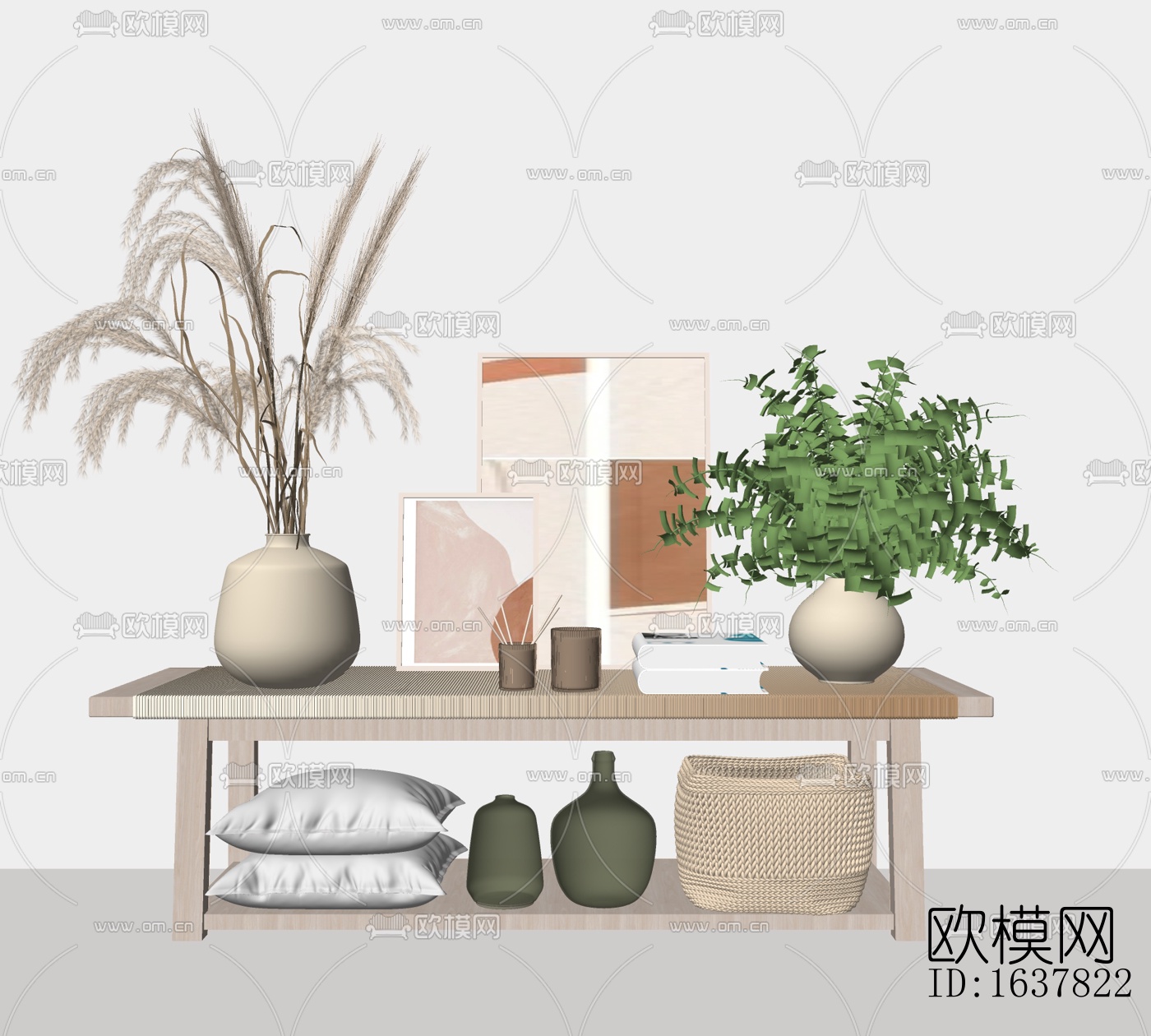 现代装饰画花瓶摆件免费su模型下载_ID11846969_sketchup模型下载-欧模网