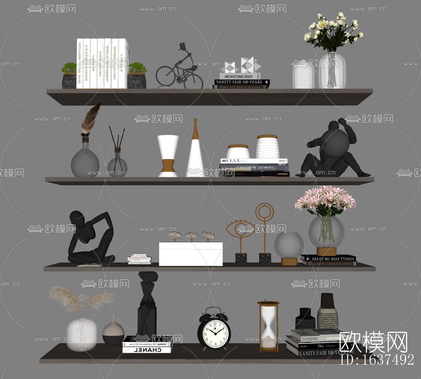 现代花瓶雕塑摆件免费su模型下载