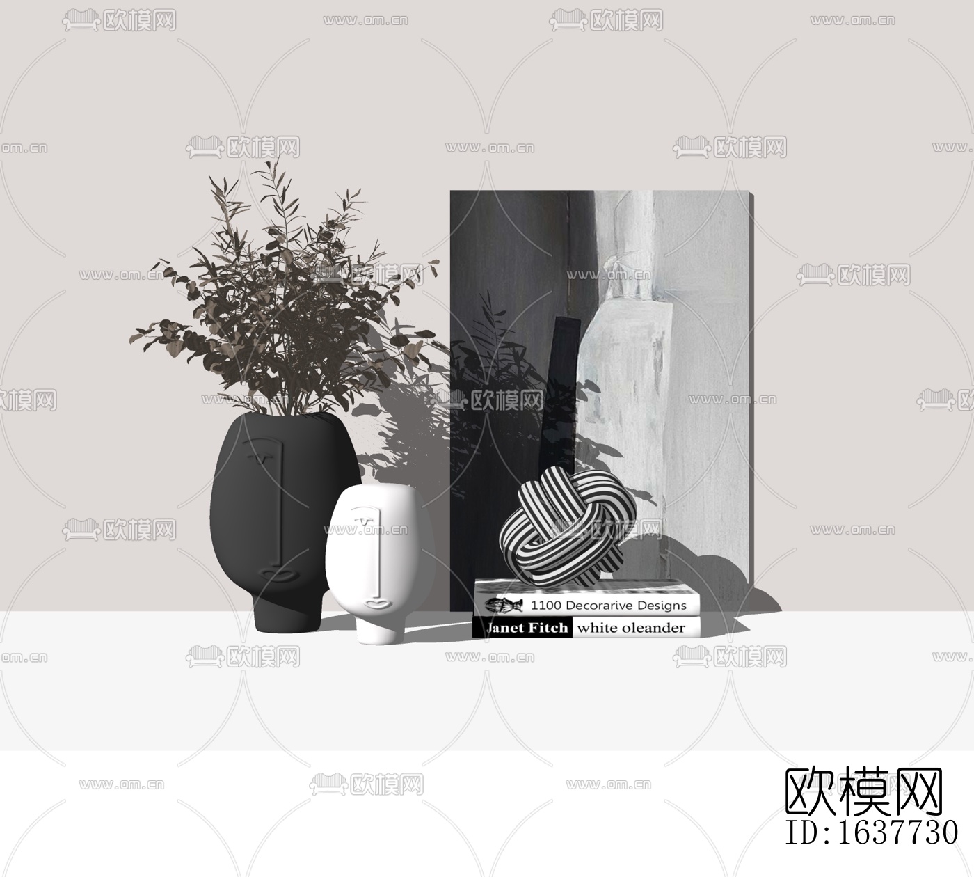 现代干支花瓶摆件免费su模型下载