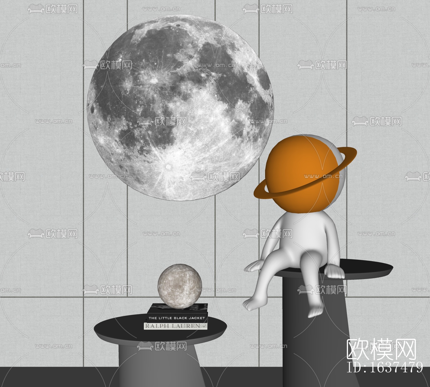 现代太空人雕塑摆件免费su模型下载