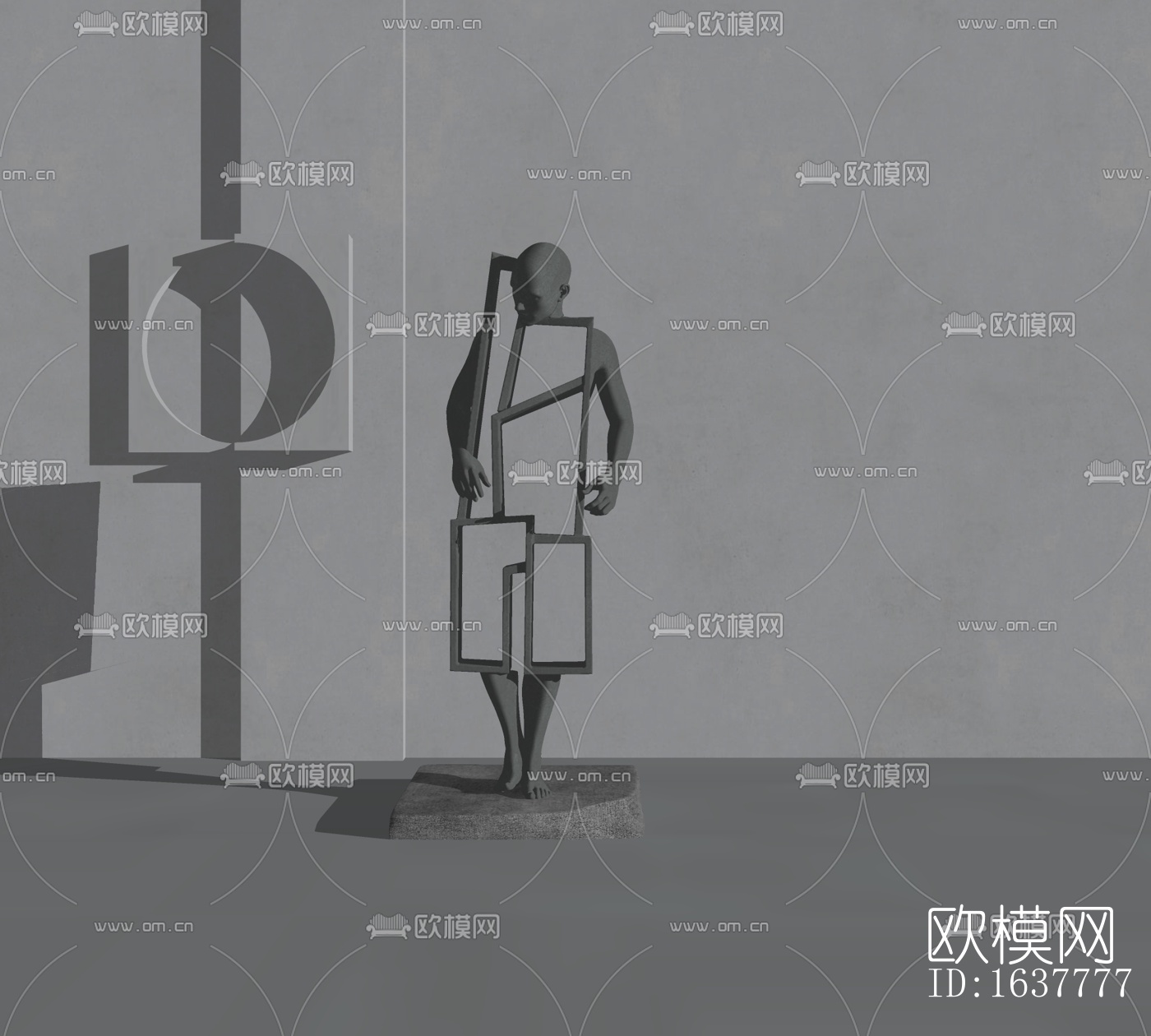 现代金属人物雕塑摆件免费su模型下载