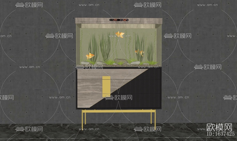 现代景观鱼缸免费su模型下载