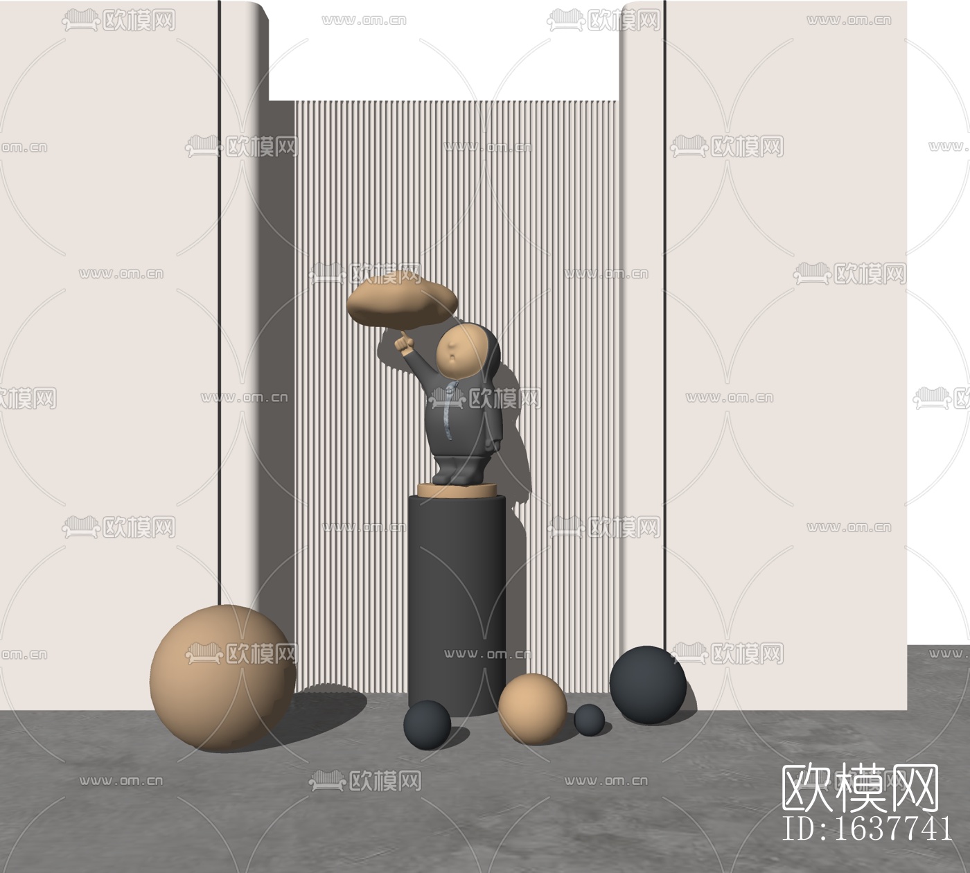 现代人物台灯免费su模型下载