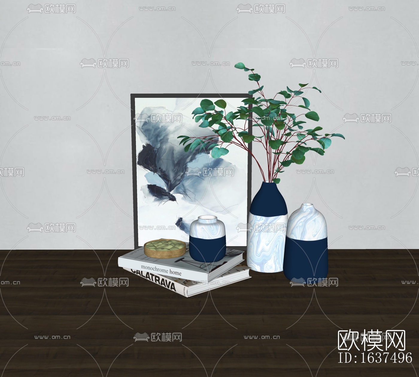 现代绿植花瓶摆件免费su模型下载