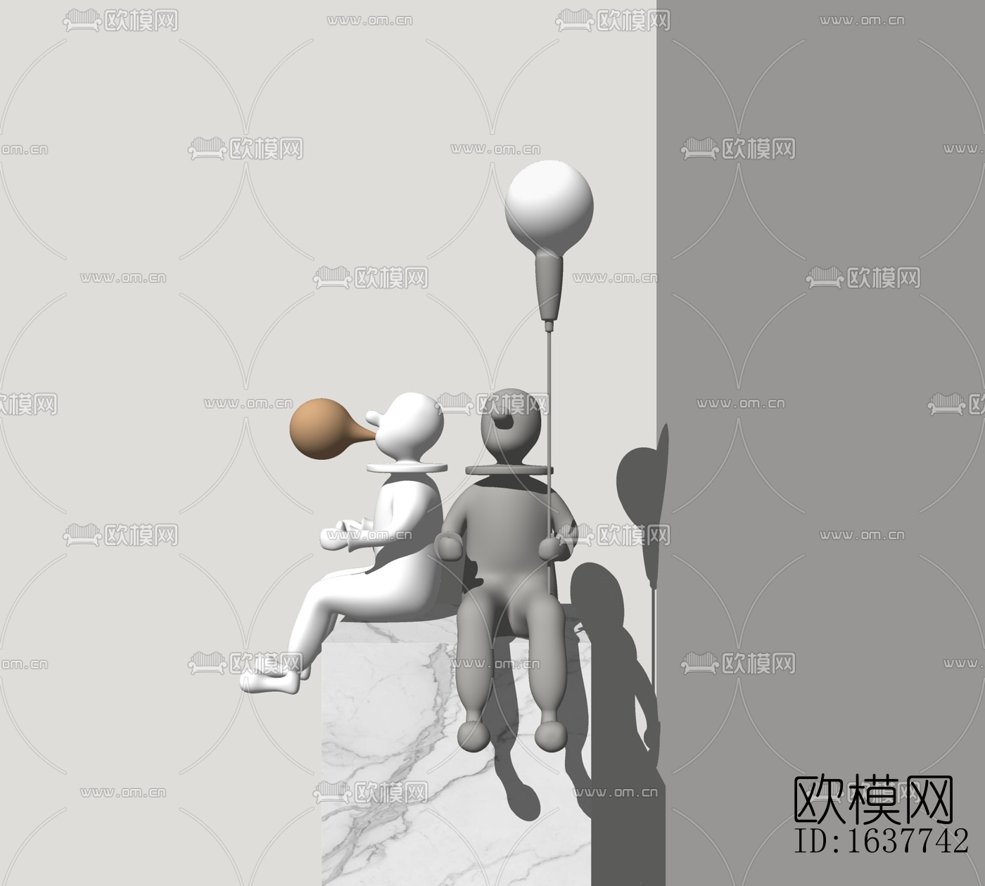 现代人物台灯免费su模型下载