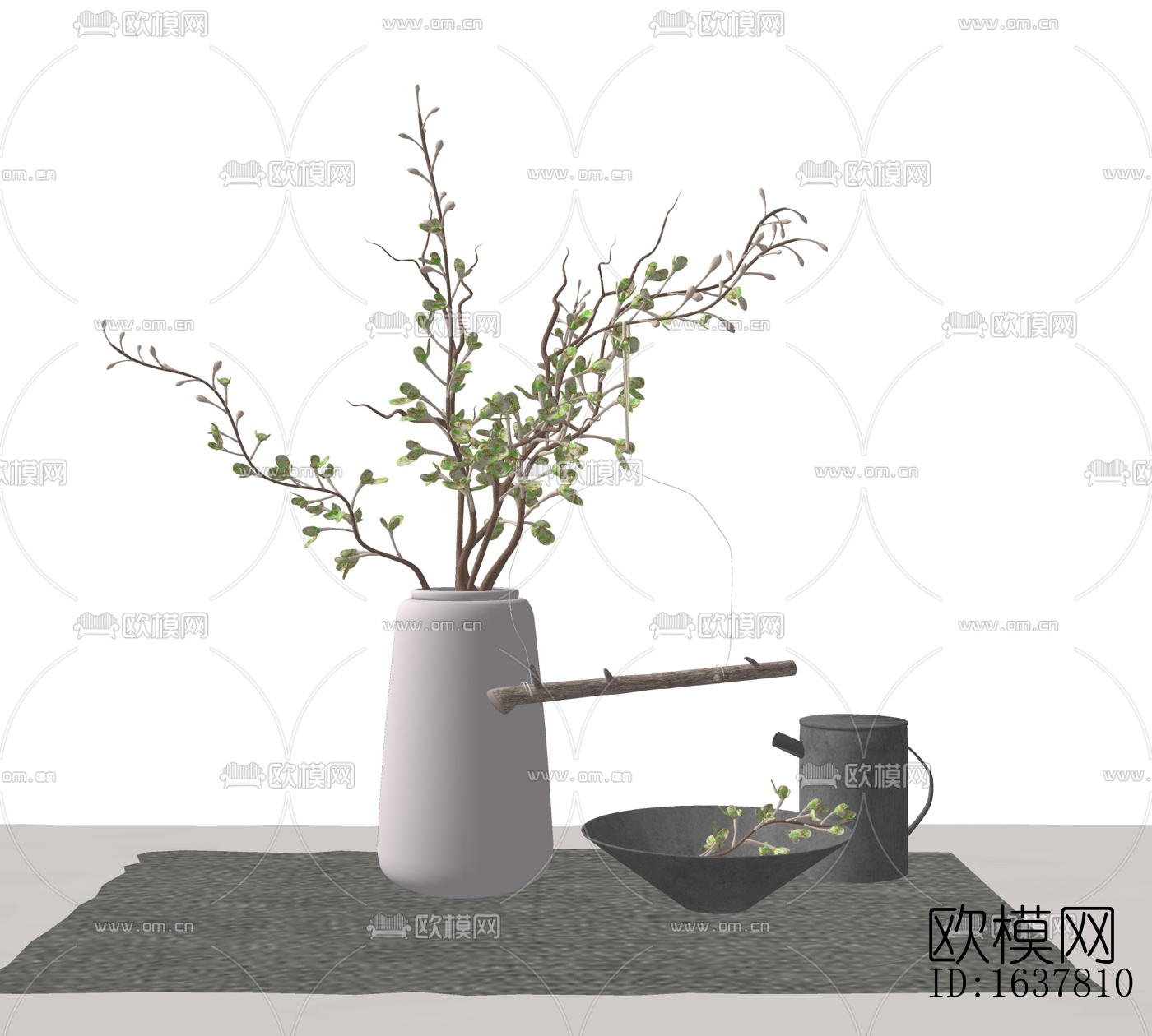 现代绿植花瓶摆件免费su模型下载