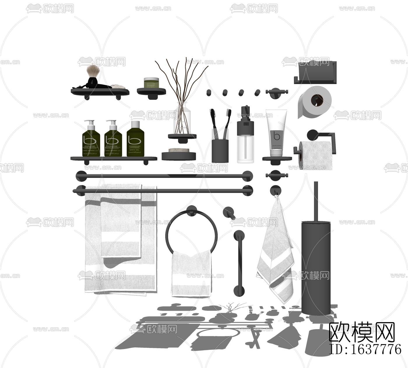 现代卫浴金属小件免费su模型下载
