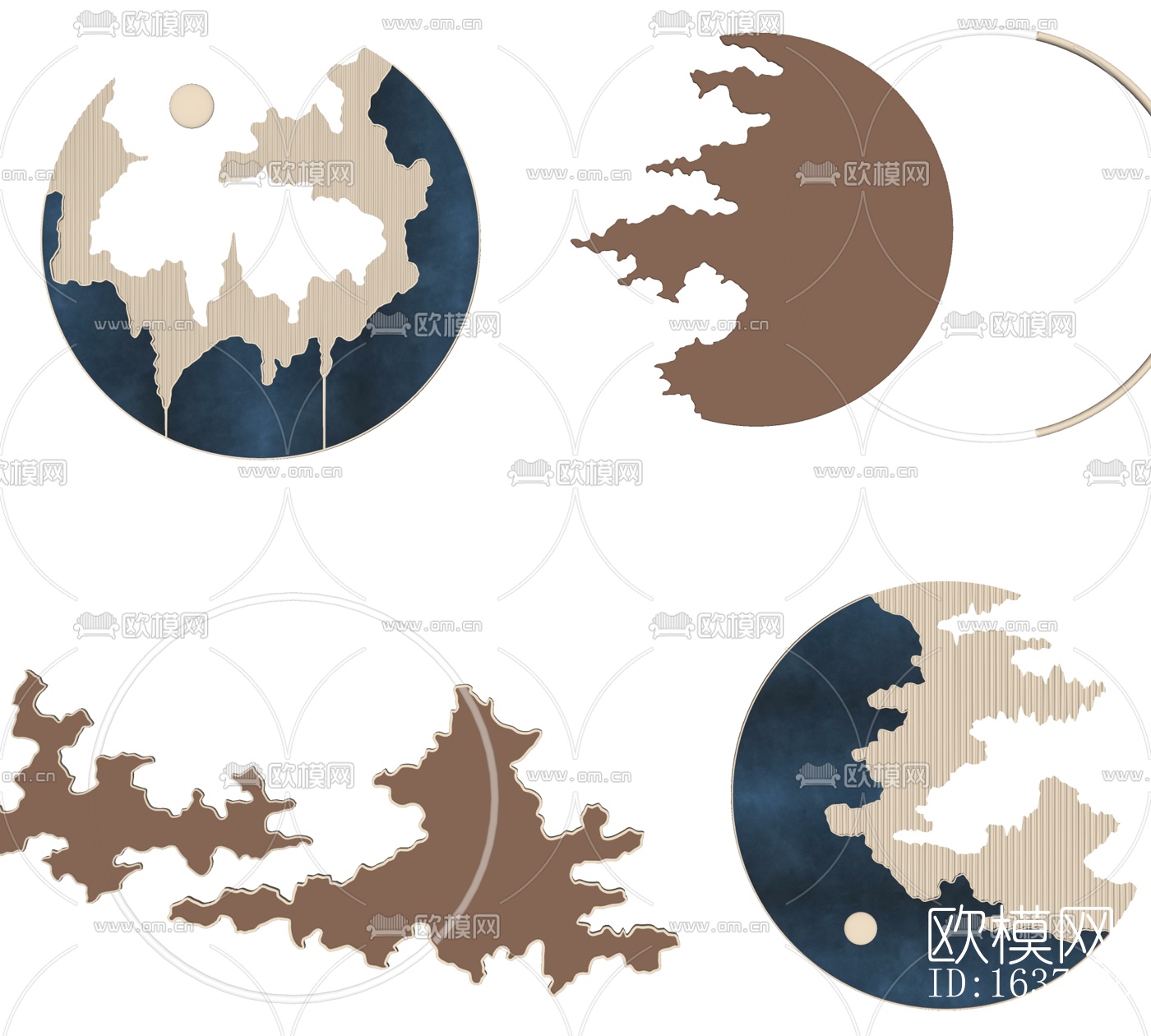 现代金属墙饰挂件免费su模型下载